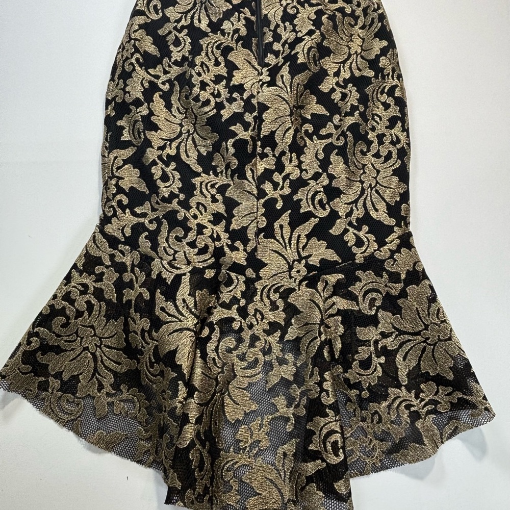 AKIRA Black and Gold Floral Lace High-Low Skirt - Picture 2 of 7